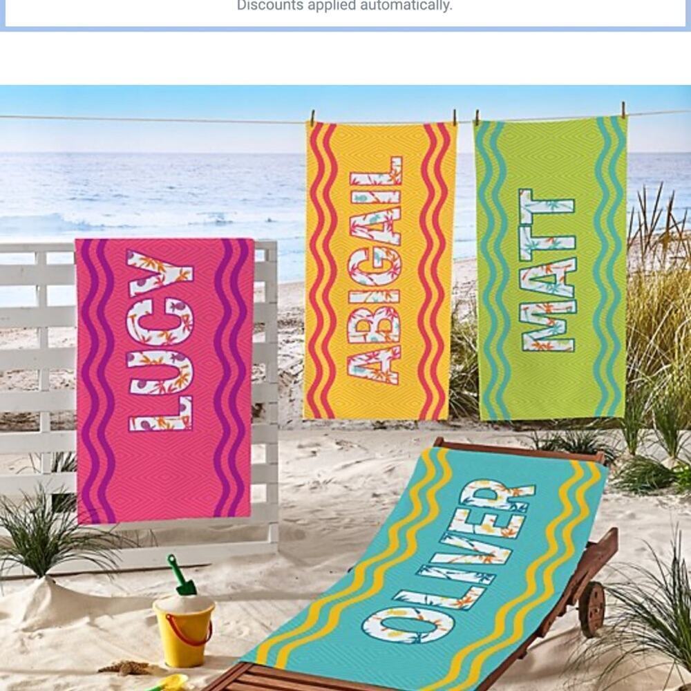 Personal Creations Beach Towel - ZACK ordered wrong spelling! NWT - Picture 3 of 4